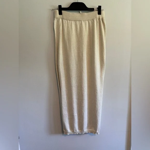 Anthropologie NWT Sparkle Embellished Gold/Cream Leg Slits Midi Skirt - Picture 5 of 5